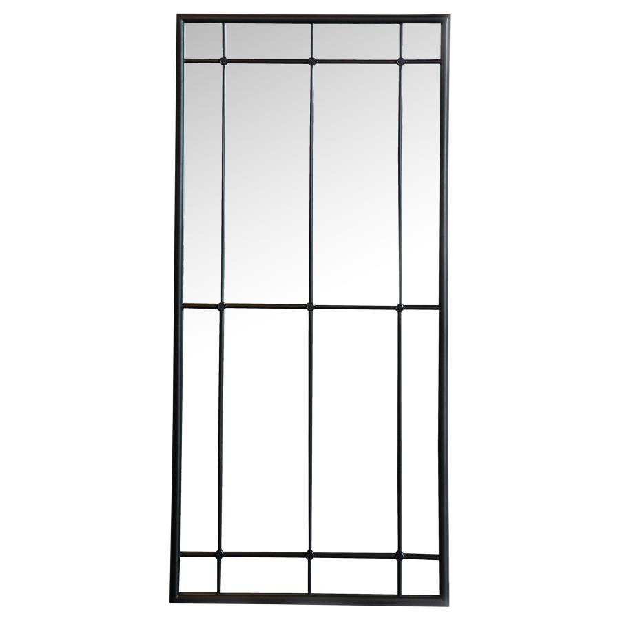 (image for) Annetta 24 x 52 Inch Window Pane Floor or Wall Mirror Black - Click Image to Close