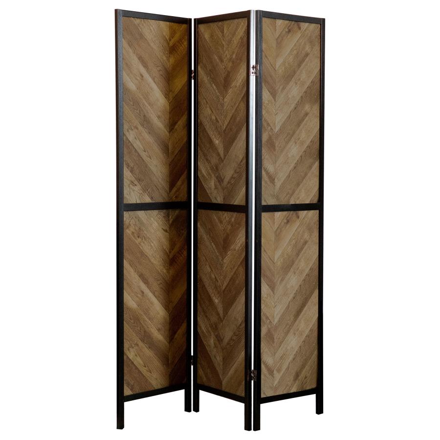 (image for) Marlene 3-Panel Room Divider Folding Screen Rustic Tobacco - Click Image to Close