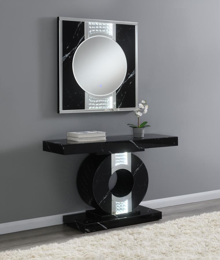 (image for) Carter 34 x 36 Inch Square LED Light Wall Mirror Black