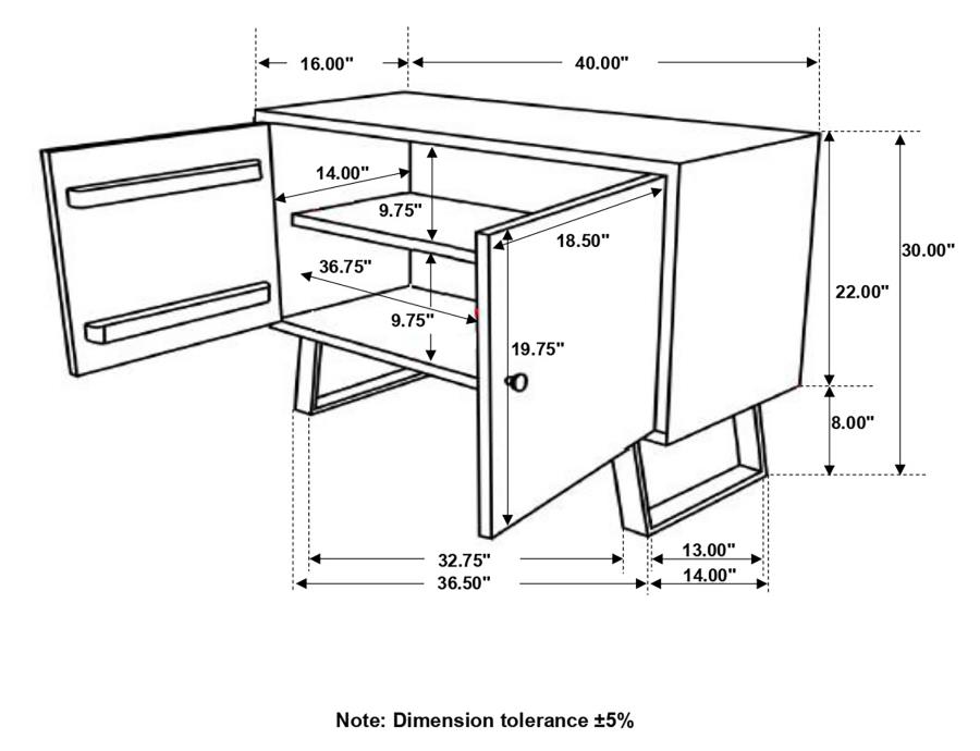 (image for) Mathis 2-door Sheesham Wood Storage Accent Cabinet Grey