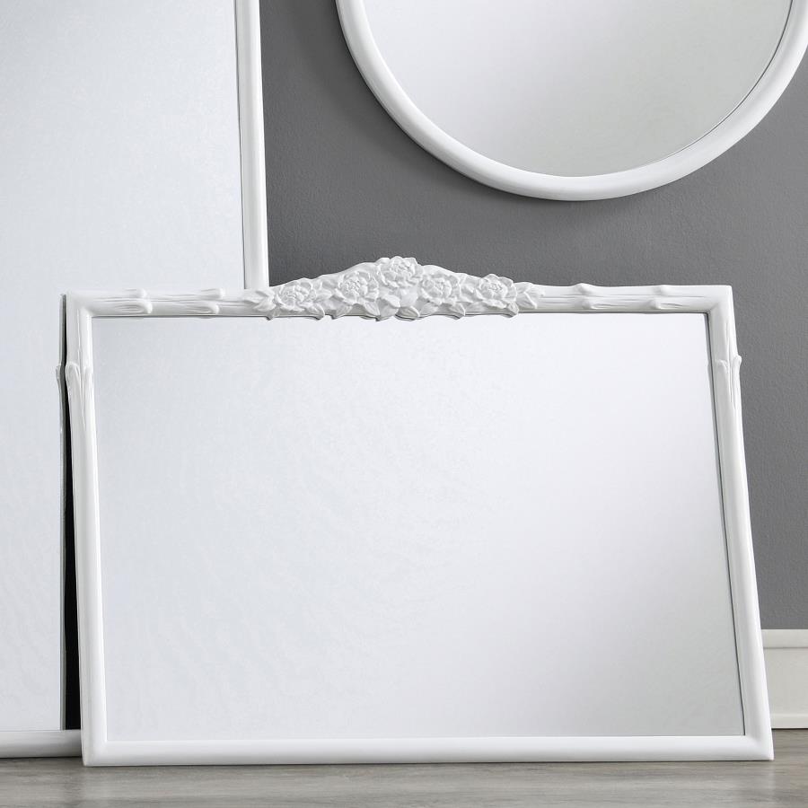 (image for) Sylvie 40 x 30 Inch French Provincial Mantle Mirror White