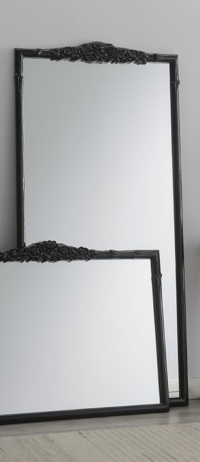 (image for) Sylvie 30 x 65 Inch French Provincial Floor Mirror Black