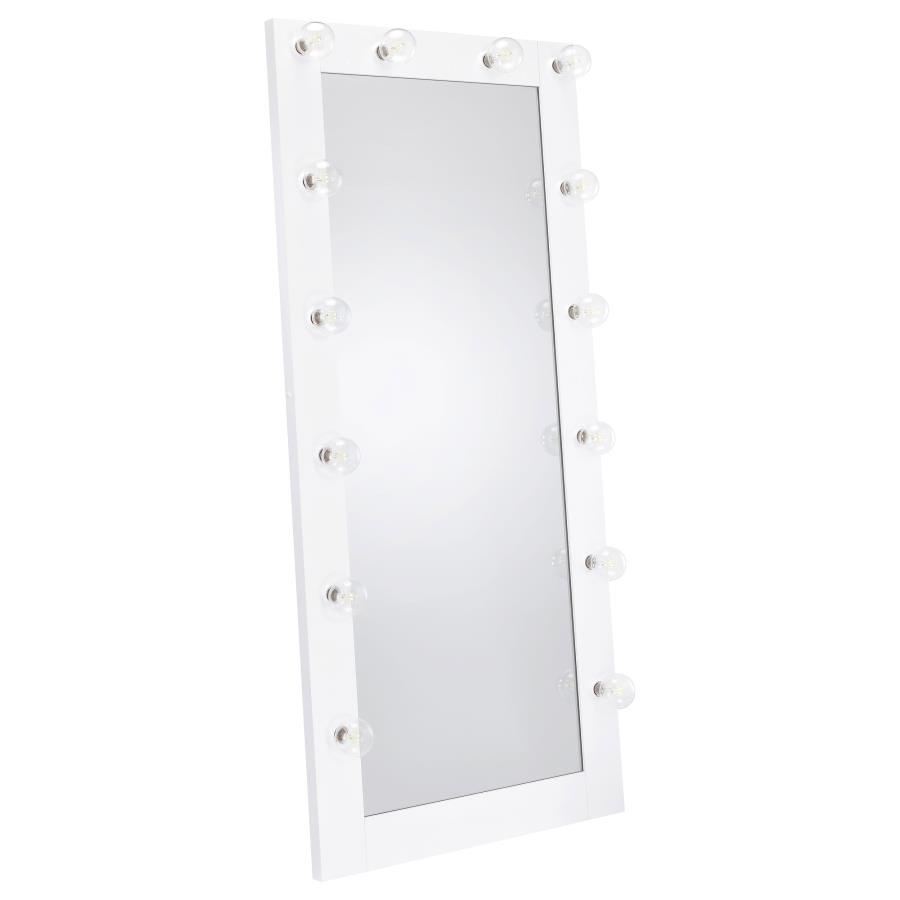 (image for) Zayan 32 x 71 Inch Floor Mirror LED Lighting White Gloss