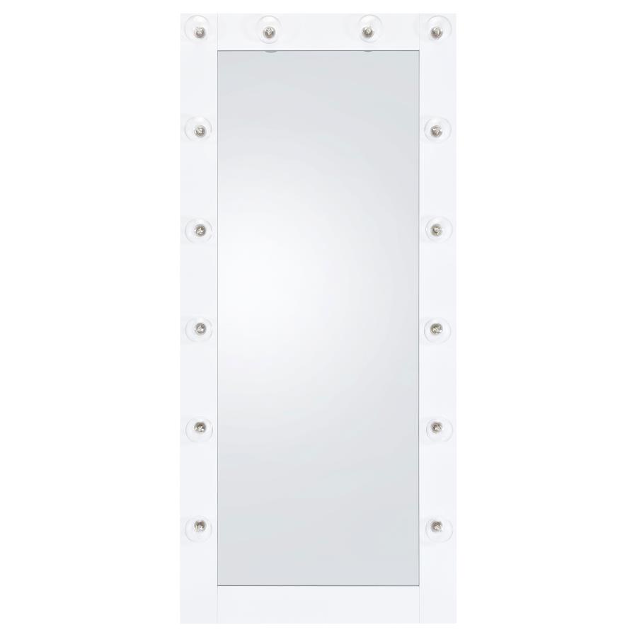 (image for) Zayan 32 x 71 Inch Floor Mirror LED Lighting White Gloss