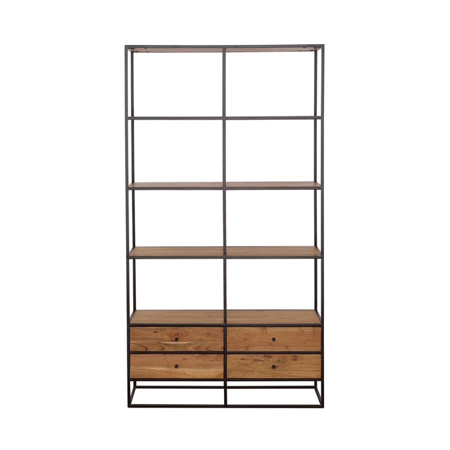 (image for) Belcroft 74-inch 4-drawer Storage Bookshelf Natural Acacia