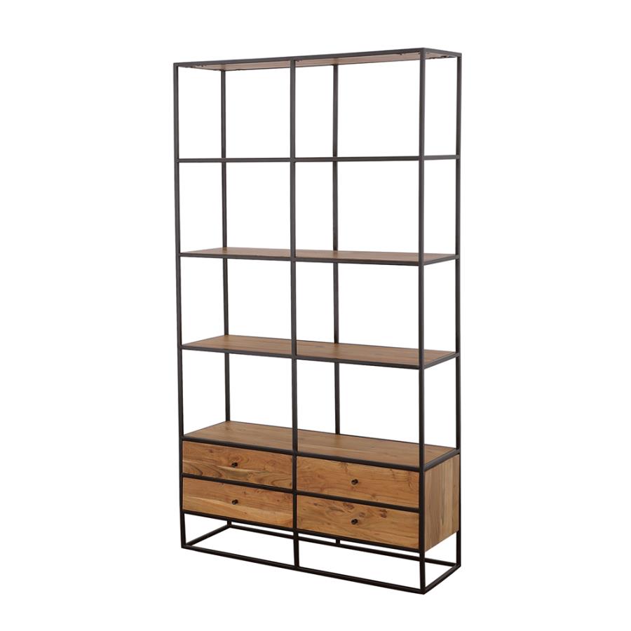 (image for) Belcroft 74-inch 4-drawer Storage Bookshelf Natural Acacia