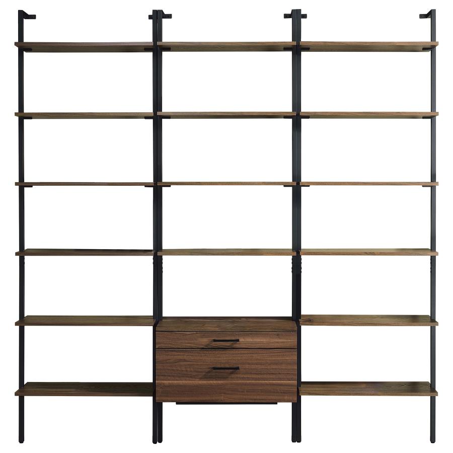 (image for) Owens 3-piece 96-inch Wall Mounted Bookshelf Set Walnut