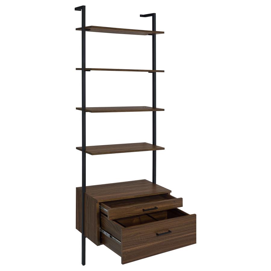 (image for) Owens 3-piece 96-inch Wall Mounted Bookshelf Set Walnut