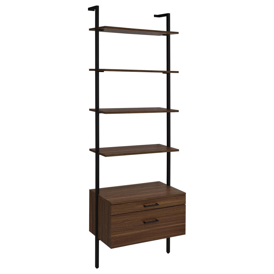 (image for) Owens 96-inch 4-shelf Storage Wall Bookshelf Walnut