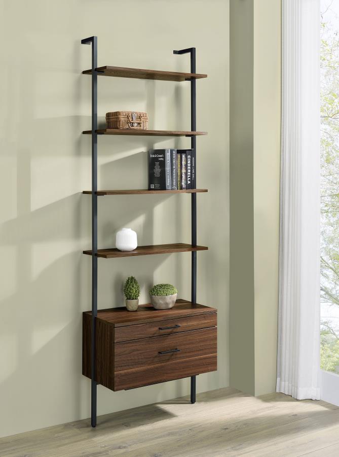 (image for) Owens 96-inch 4-shelf Storage Wall Bookshelf Walnut