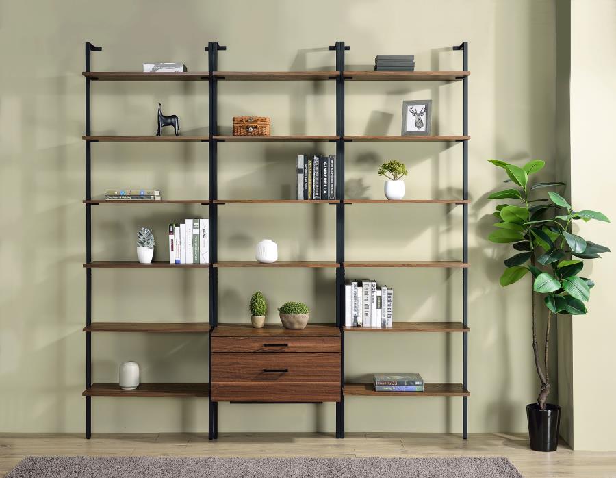 (image for) Owens 96-inch 4-shelf Storage Wall Bookshelf Walnut