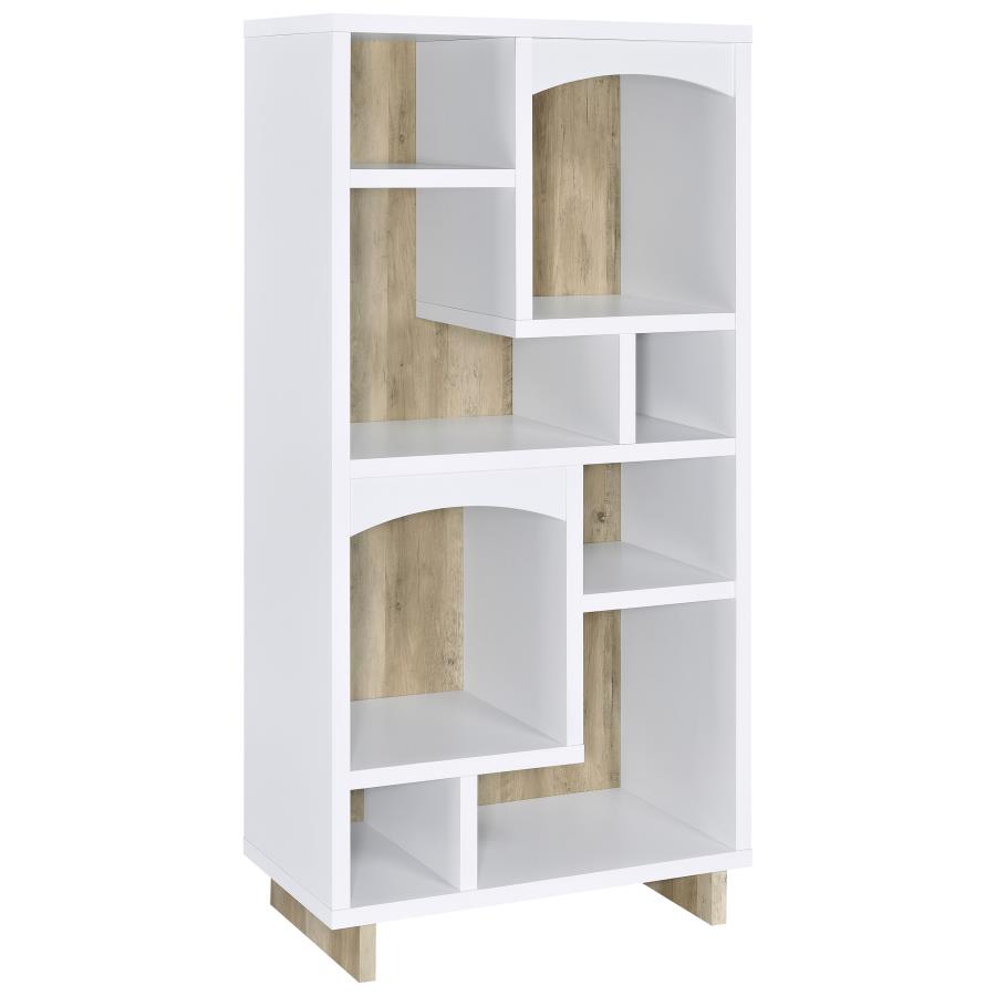 (image for) Dalton 65-inch 6-shelf Bookcase White and Distressed Pine