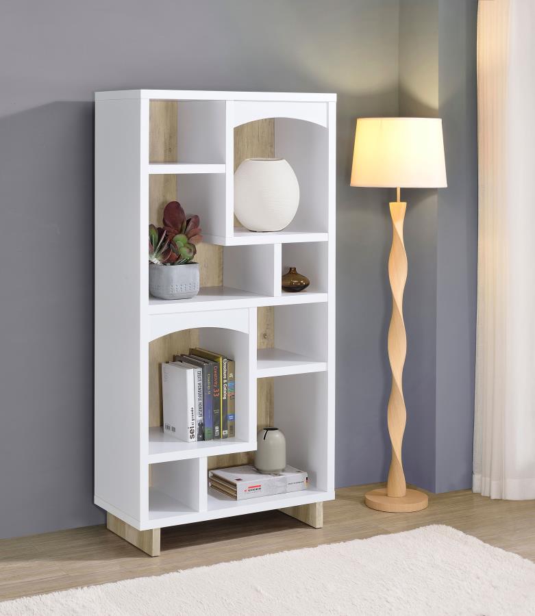 (image for) Dalton 65-inch 6-shelf Bookcase White and Distressed Pine