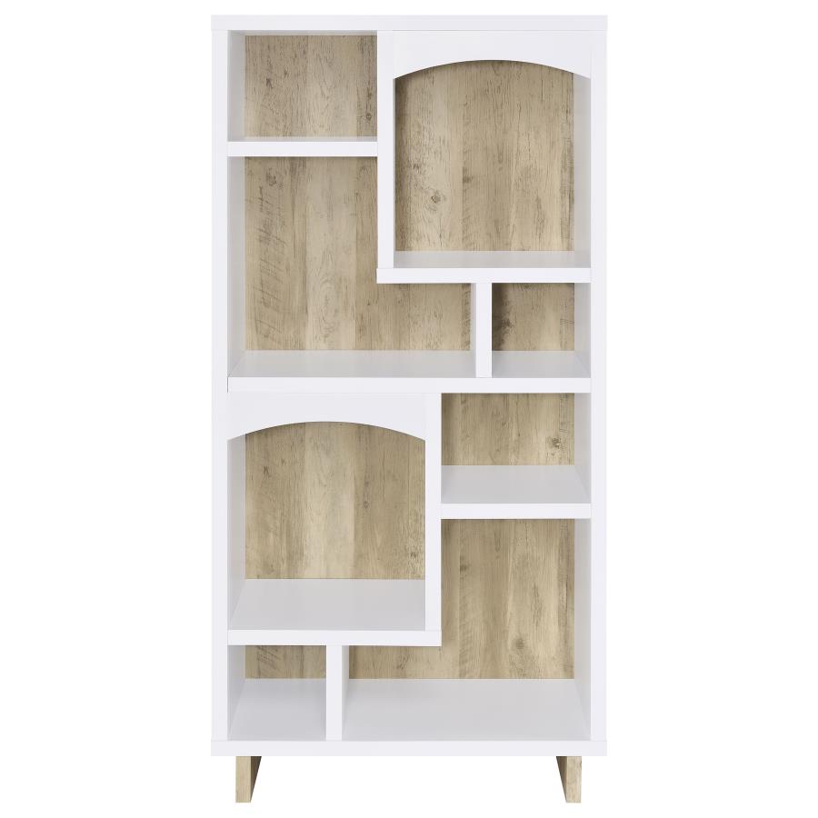 (image for) Dalton 65-inch 6-shelf Bookcase White and Distressed Pine