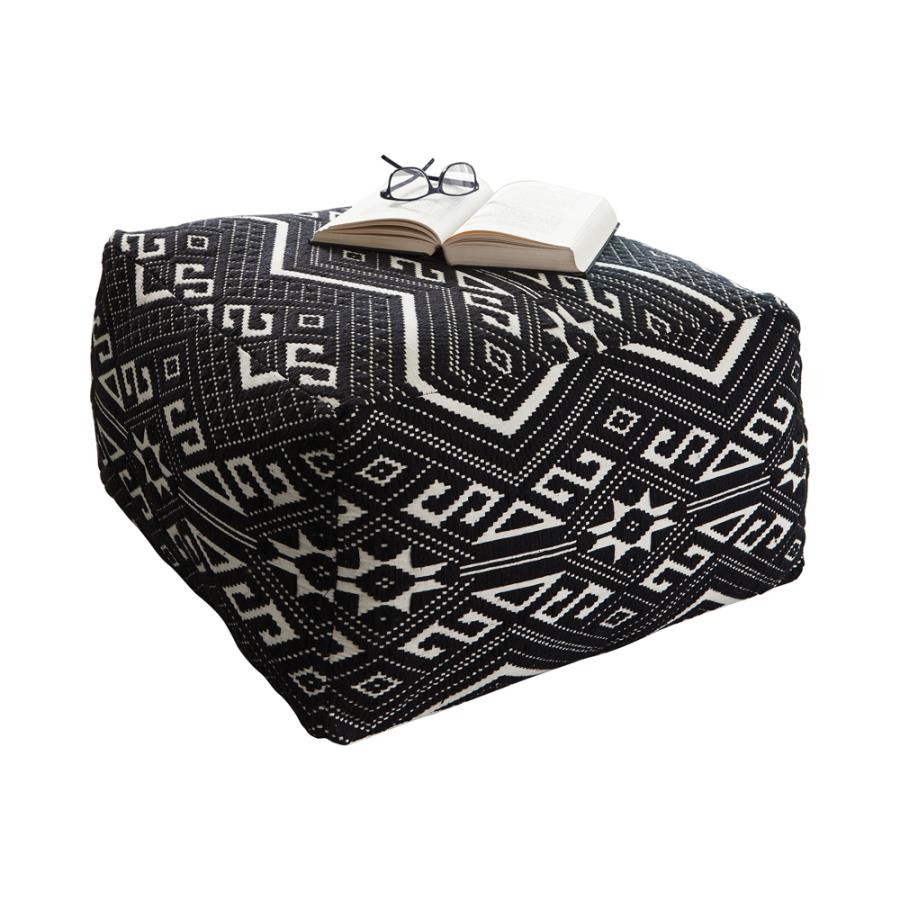 (image for) Ofira Square Upholstered Pouf Black - Click Image to Close