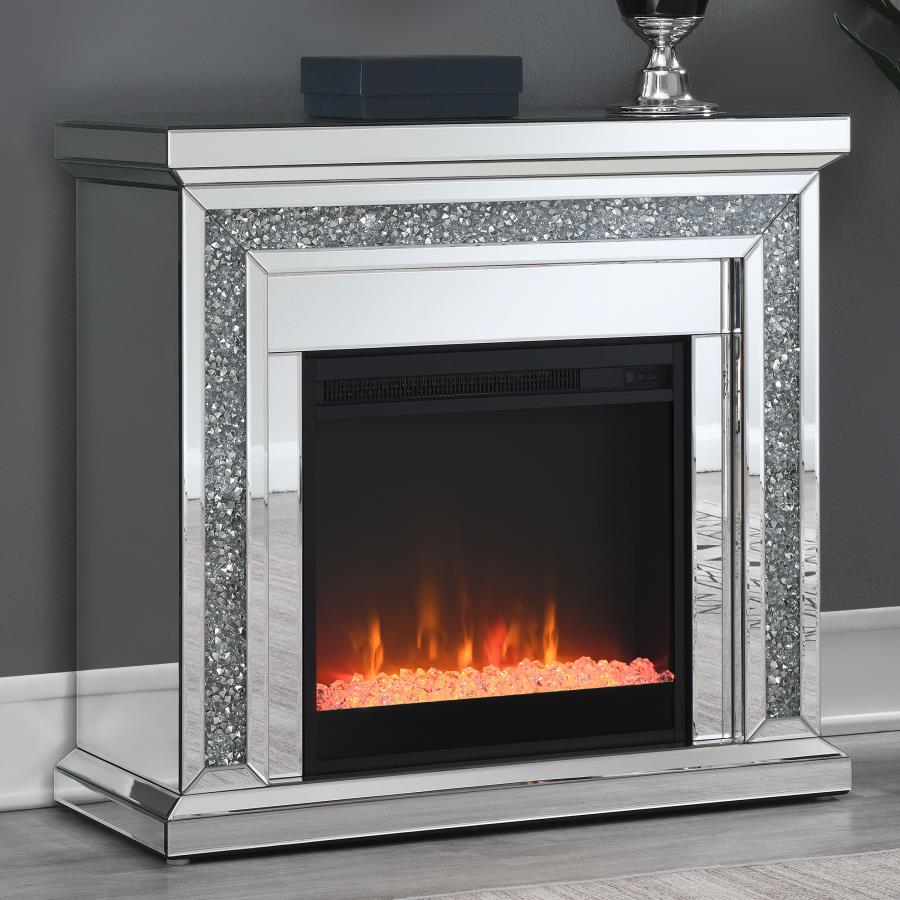 (image for) Lorelai Mirrored Freestanding Electric Fireplace Silver