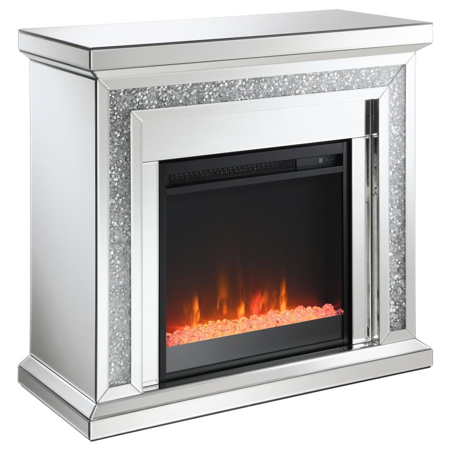 (image for) Lorelai Mirrored Freestanding Electric Fireplace Silver