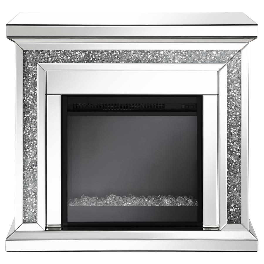 (image for) Lorelai Mirrored Freestanding Electric Fireplace Silver