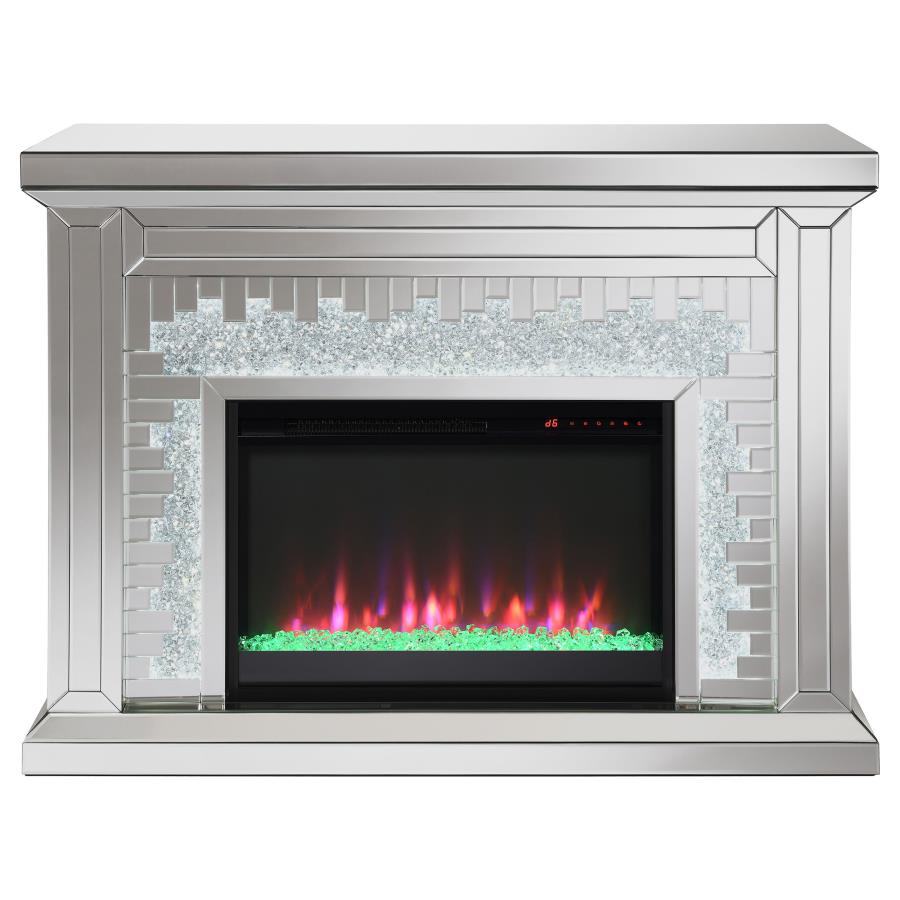 (image for) Gilmore Mirrored Freestanding Electric Fireplace Silver