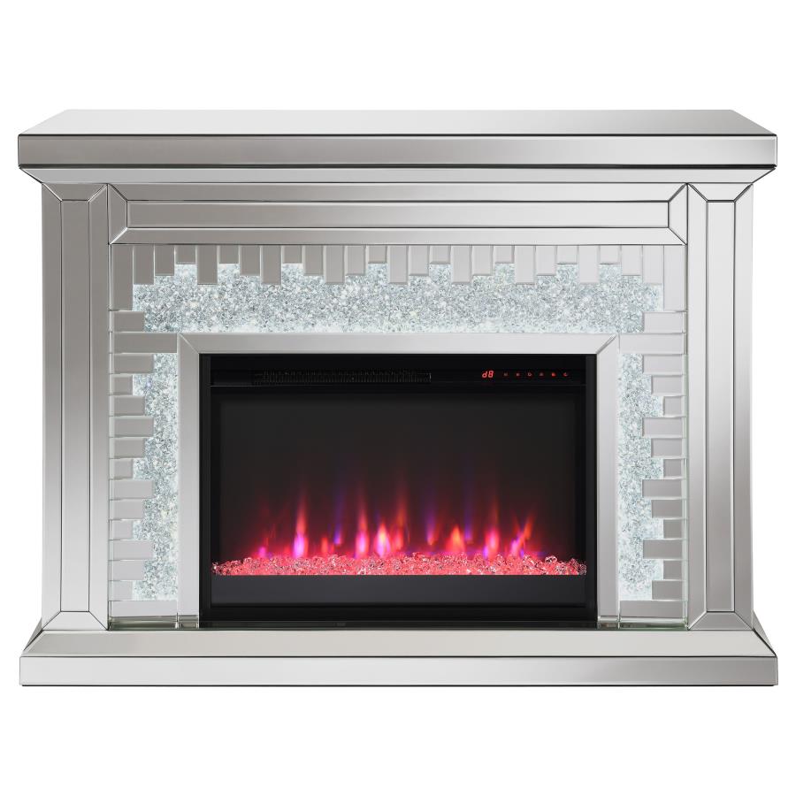 (image for) Gilmore Mirrored Freestanding Electric Fireplace Silver