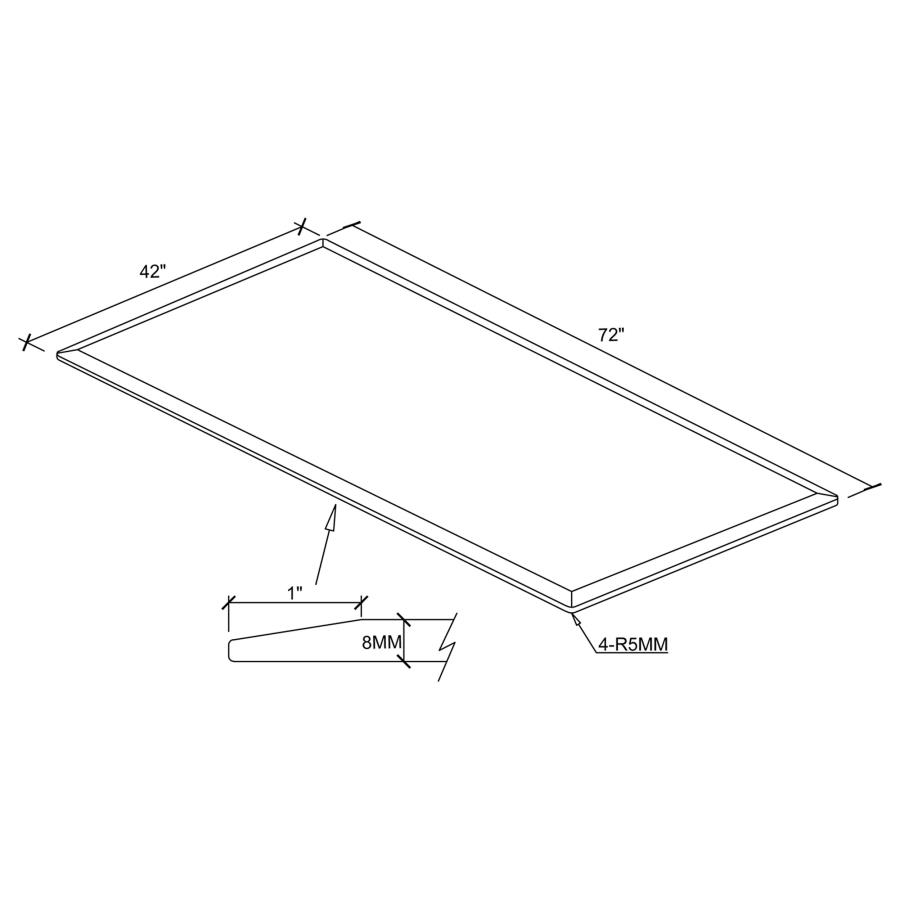 (image for) 72x42-inch 8mm Rectangular Clear Tempered Glass Top