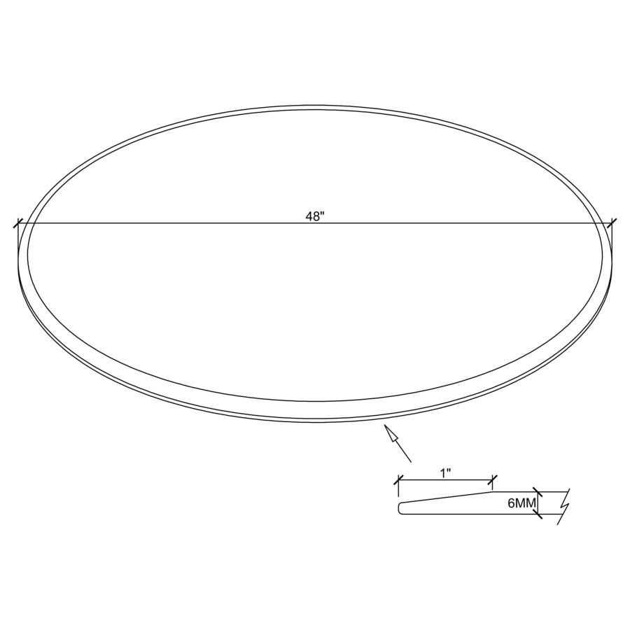 (image for) 48-inch 6mm Round Clear Tempered Glass Top